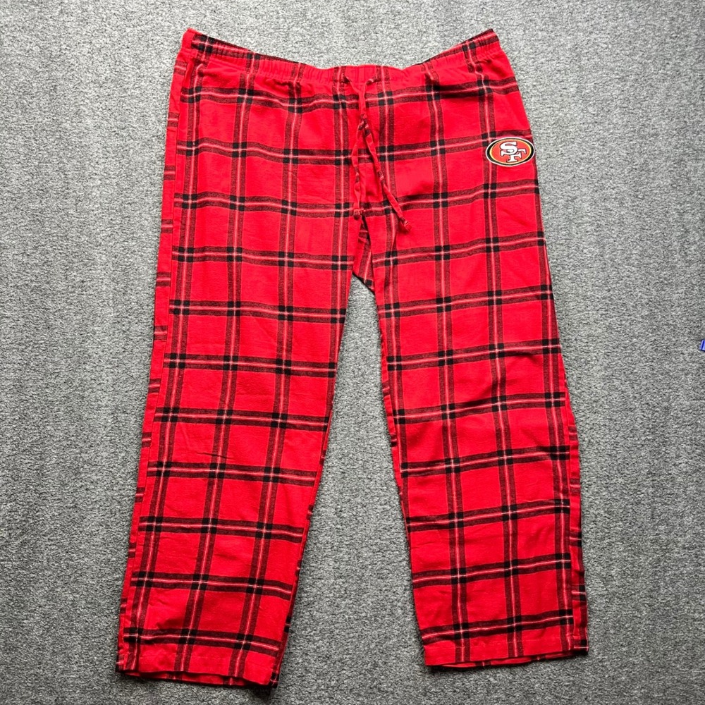 NFL San Francisco 49ers Pajama Pants Mens XXL Red Black Plaid Flannel Lounge